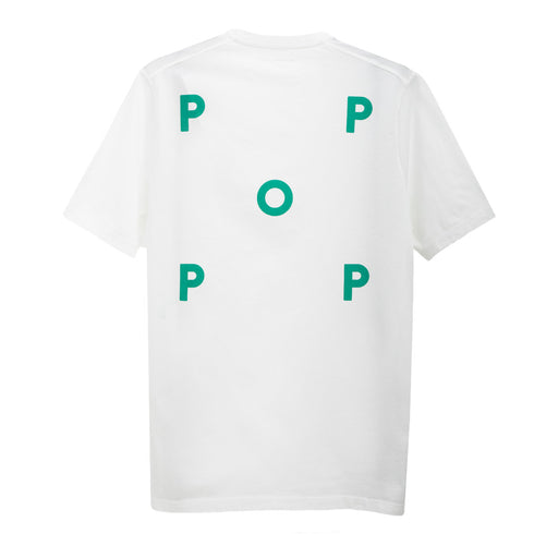 POP Trading Company Logo T-Shirt White/Peacock Green POPSS24_02-006 Degli Uberti